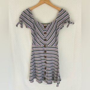 Miami button front short sleeve stripe dress